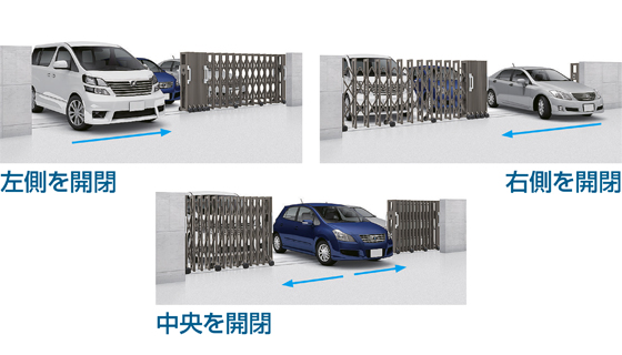 「左右・中央両開閉」仕様