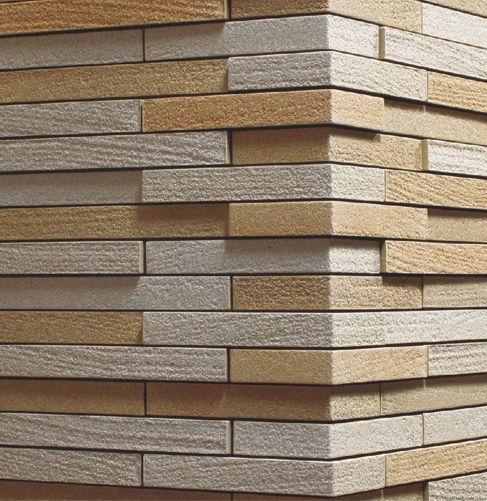 90°曲ネット張り（馬踏目地）（接着）の納まり