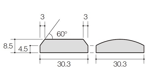 30角ネット張り1粒の断面図