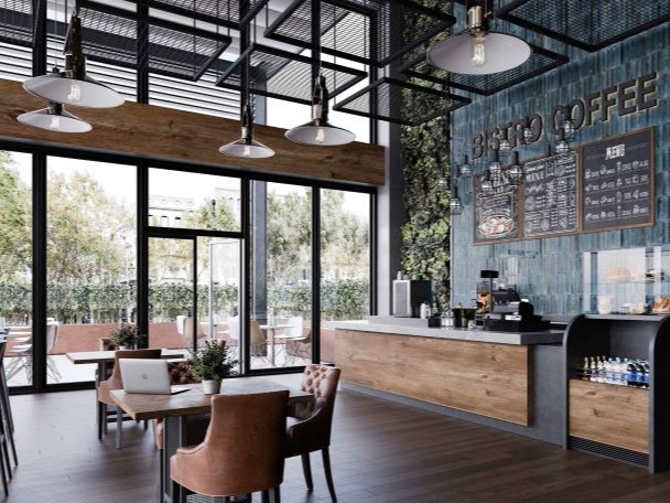 木とタイルの良い関係。